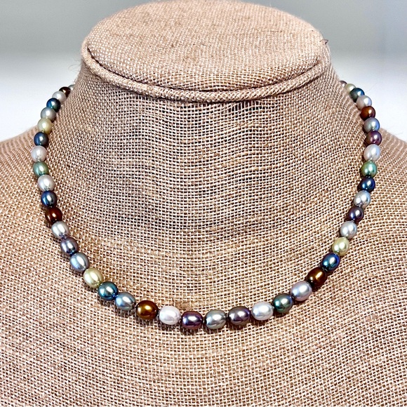 HONORA Multi Color Freshwater Pearl Necklace Sterling Silver 925 NEW 18” - Picture 1 of 8